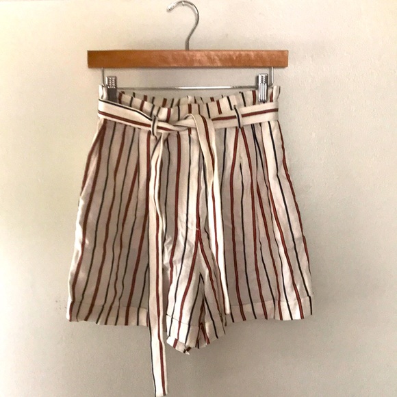 High waist paper bag striped shorts 4 - Picture 1 of 4